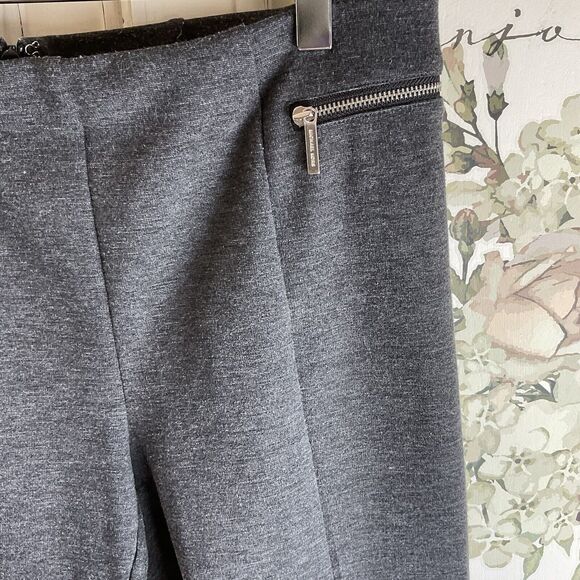Michael Kors Charcoal Gray Seamed Zip Pockets Ponte Knit Ankle Pants, 8 - Picture 6 of 15